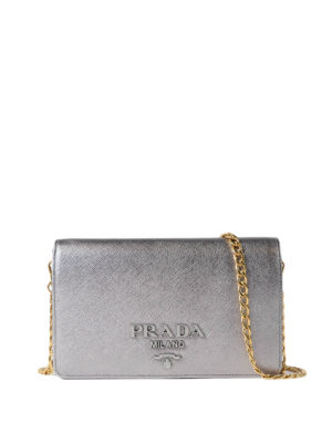 Prada: clutches - Monochrome silver wallet bag