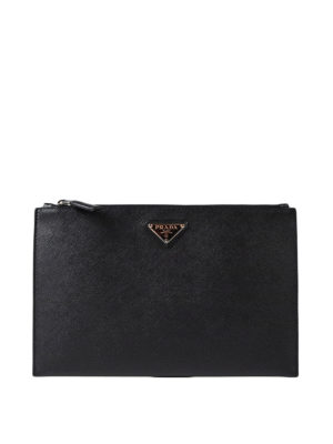 PRADA: pochette - Bustina in pelle saffiano
