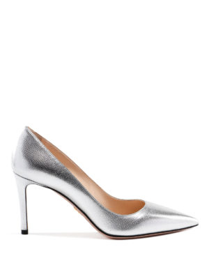 PRADA: court shoes - Silver saffiano leather pumps