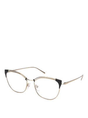 PRADA: Glasses - Cat eye golden metal eyeglasses