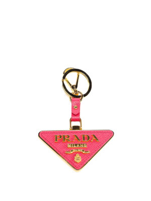 PRADA: portachiavi - Portachiavi triangolare rosa in saffiano