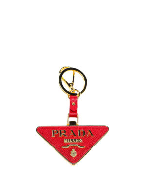 PRADA: portachiavi - Portachiavi triangolare rosso in saffiano