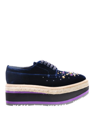 PRADA: scarpe stringate - Allacciate in velluto con strass