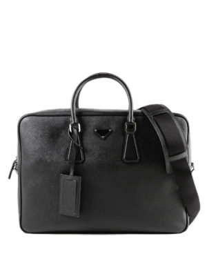PRADA: borse da ufficio - Borsa da lavoro in pelle saffiano nera