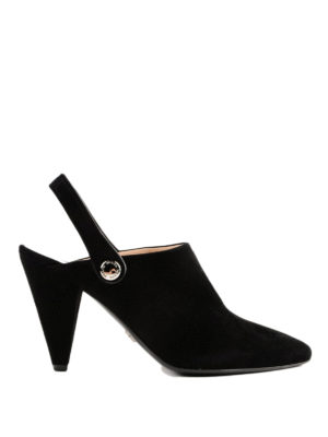 PRADA: sabot - Mules in camoscio con punta sfilata