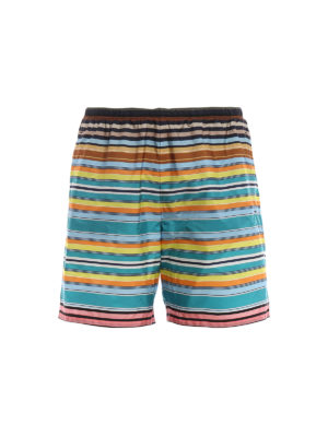 PRADA: Costumi piscina e boxer - Boxer da mare in nylon a righe multicolor