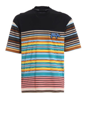 PRADA: t-shirt - T-shirt in cotone a righe multicolor