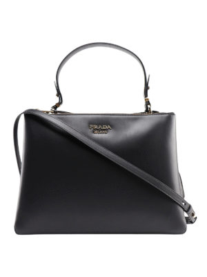 PRADA: shopper - Shopper nera in pelle