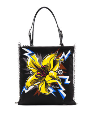 PRADA: shopper - Shopper in nylon con stampa fiore