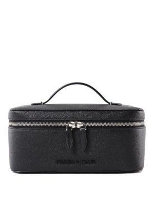 PRADA: portafogli - Beauty case in pelle saffiano nera