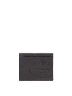 PRADA: wallets & purses - Black saffiano leather card holder