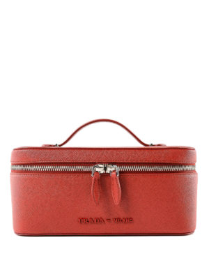 PRADA: portafogli - Beauty case in pelle saffiano rossa