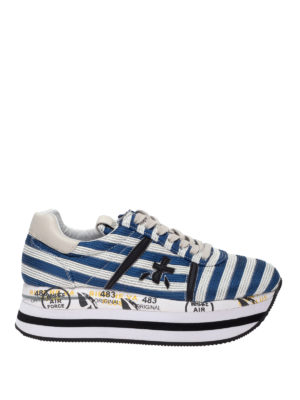 PREMIATA: sneakers - Sneaker Beth 2988 in tessuto a righe