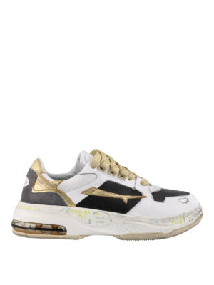 PREMIATA: trainers - Drake 018 golden leather sneakers