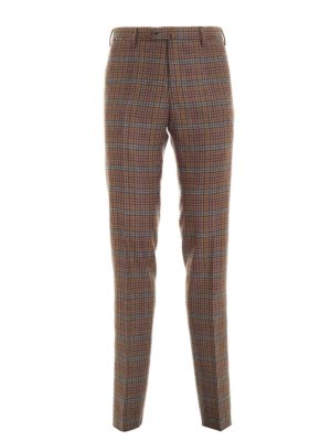 PT 01: casual trousers - Virgin wool check pants in brown