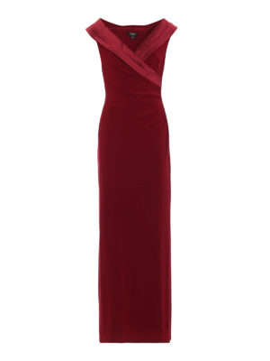RALPH LAUREN: abiti da sera - Abito lungo rosso rubino con scollo in satin