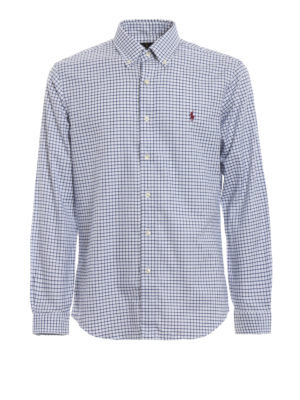 RALPH LAUREN: camicie - Camicia in cotone a quadri blu