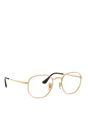 RAY-BAN: Glasses - Hexagonal gold and tortoise temple eyeglasses