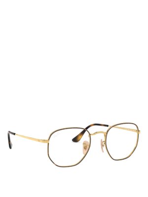 RAY-BAN: Glasses - Hexagonal tortoise and gold eyeglasses