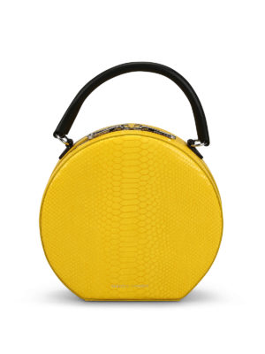 REBECCA MINKOFF: borse a tracolla - Borsa Circle in pelle stampa pitone gialla
