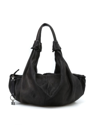 REPTILES'S HOUSE: borse a spalla - Borsa a spalla Eloèe in morbida pelle nera