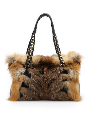 Roberto Cavalli: bowling bags - Fox fur bowler bag