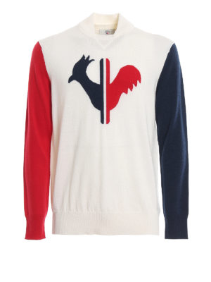 ROSSIGNOL: crew necks - Jacquard logo tricolour wool sweater