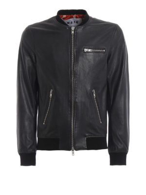 S.W.O.R.D 6.6.44: giacche in pelle - Giubbotto blu notte in morbida nappa