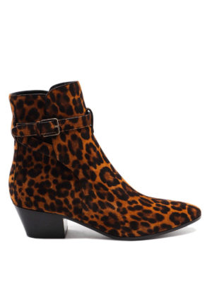 SAINT LAURENT: ankle boots - Leo print leather ankle boots
