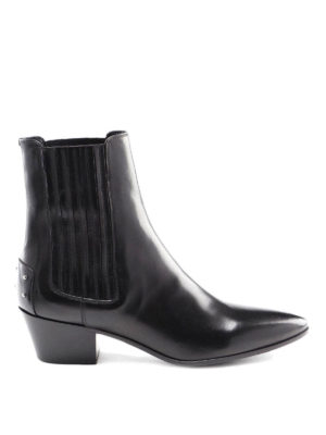 SAINT LAURENT: ankle boots - Studded heel leather booties