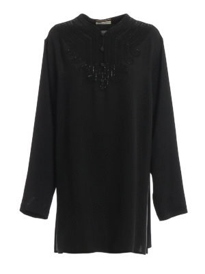 SAINT LAURENT: blouses - Glittery effect cady crepe blouse