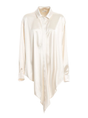 SAINT LAURENT: blouses - Knot detailed satin blouse