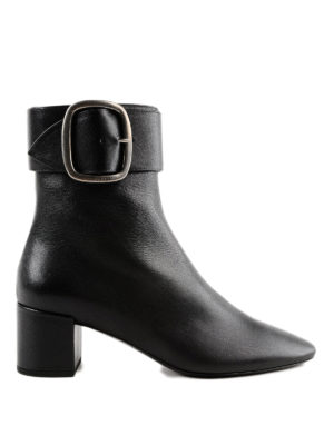 SAINT LAURENT: stivali - Stivaletti Joplin 50 in pelle con fibbia