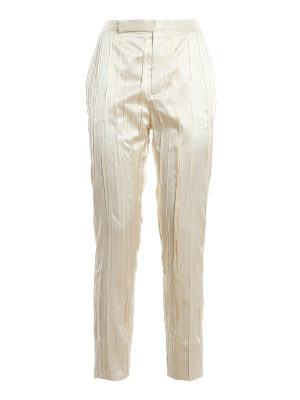 SAINT LAURENT: casual trousers - Crinkled effect satin trousers