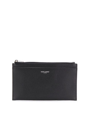SAINT LAURENT: pochette - Clutch Bill con zip in pelle