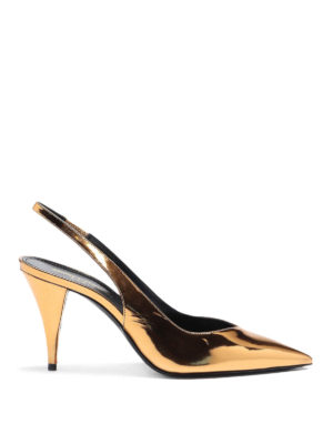 SAINT LAURENT: court shoes - Kiki 85 mirror leather slingback pumps