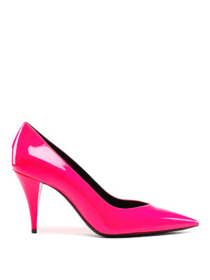 SAINT LAURENT: scarpe décolleté - Décolleté Kiki in vernice fluo