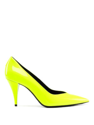 SAINT LAURENT: scarpe décolleté - Décolleté Kiki in vernice fluo
