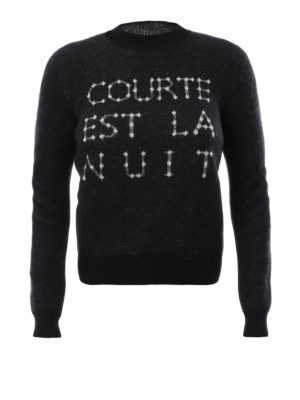 SAINT LAURENT: maglia collo rotondo - Pull in lana e mohair con intarsio