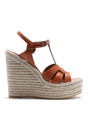 SAINT LAURENT: espadrilles - 95 T leather espadrilles wedges