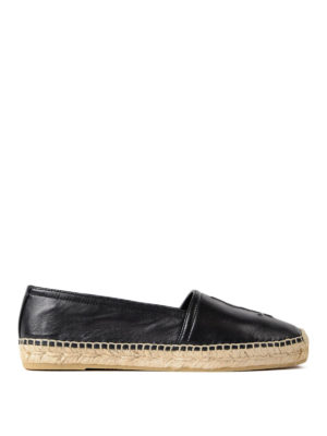 SAINT LAURENT: espadrillas - Espadrillas Monogram nere in pelle