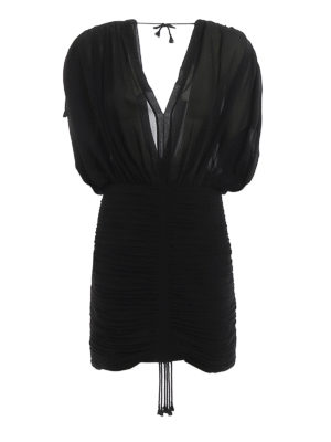 SAINT LAURENT: evening dresses - Silk crepe short dress