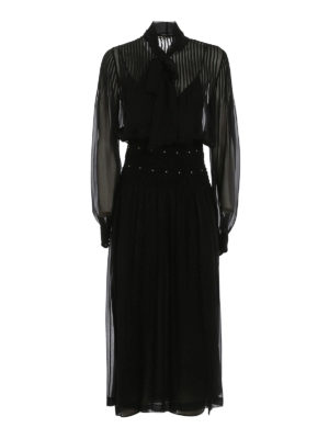 SAINT LAURENT: evening dresses - Silk dress with studded waist