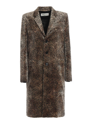 SAINT LAURENT: cappotti al ginocchio - Cappotto Chesterfield con stampa leopardata