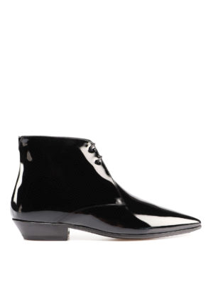 SAINT LAURENT: scarpe stringate - Stringate Jonas in vernice nera