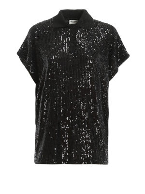 SAINT LAURENT: polo shirts - Embellished boxy polo