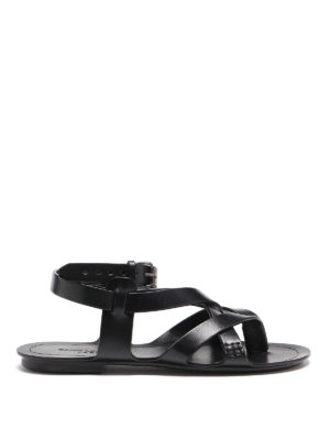 SAINT LAURENT: sandals - Culver leather flat sandals