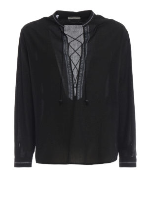 SAINT LAURENT: camicie - Tunica in cotone e seta con lacci incrociati