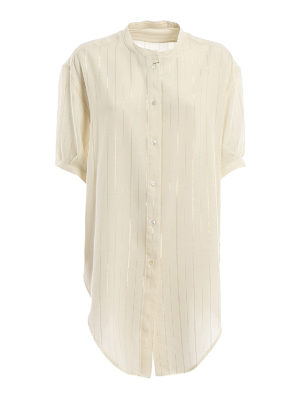 SAINT LAURENT: shirts - Golden stripe wool shirt