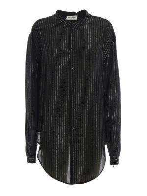 SAINT LAURENT: shirts - Lurex striped crepe shirt